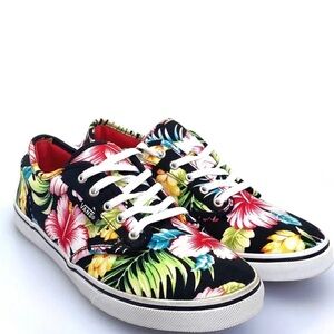 Vans Authentic Hawaiian Floral Skate Shoes Prints Pink Blue Womens 10